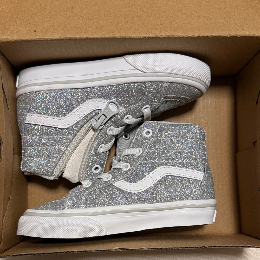 Vans Kids Silver Glitter High-Tops